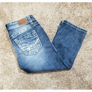 BKE Stella Size 27 Cropped Buckle Denim Blue Jeans Pants Womens Stretch